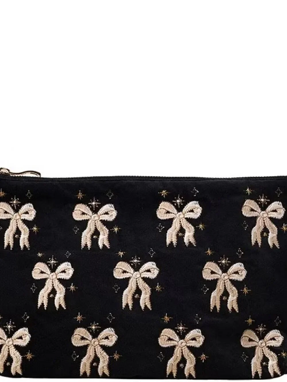 NWT Elizabeth Scarlett Velvet Dazzling Bows Everyday Pouch and Mini Pouch Set